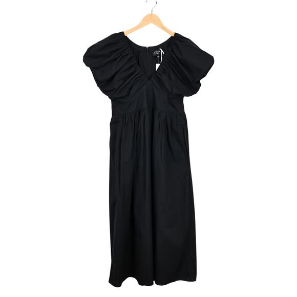 J.Crew Collection Cecily Midi Dress Cotton Poplin Black Size 12 NWT - Picture 2 of 8